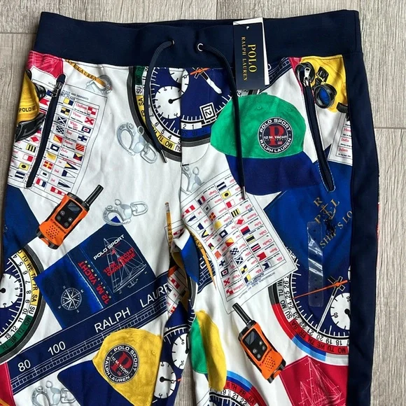 Polo Ralph Lauren Oceans Challenge 12m‎ Yacht Nautical Collage Pants Jogger M